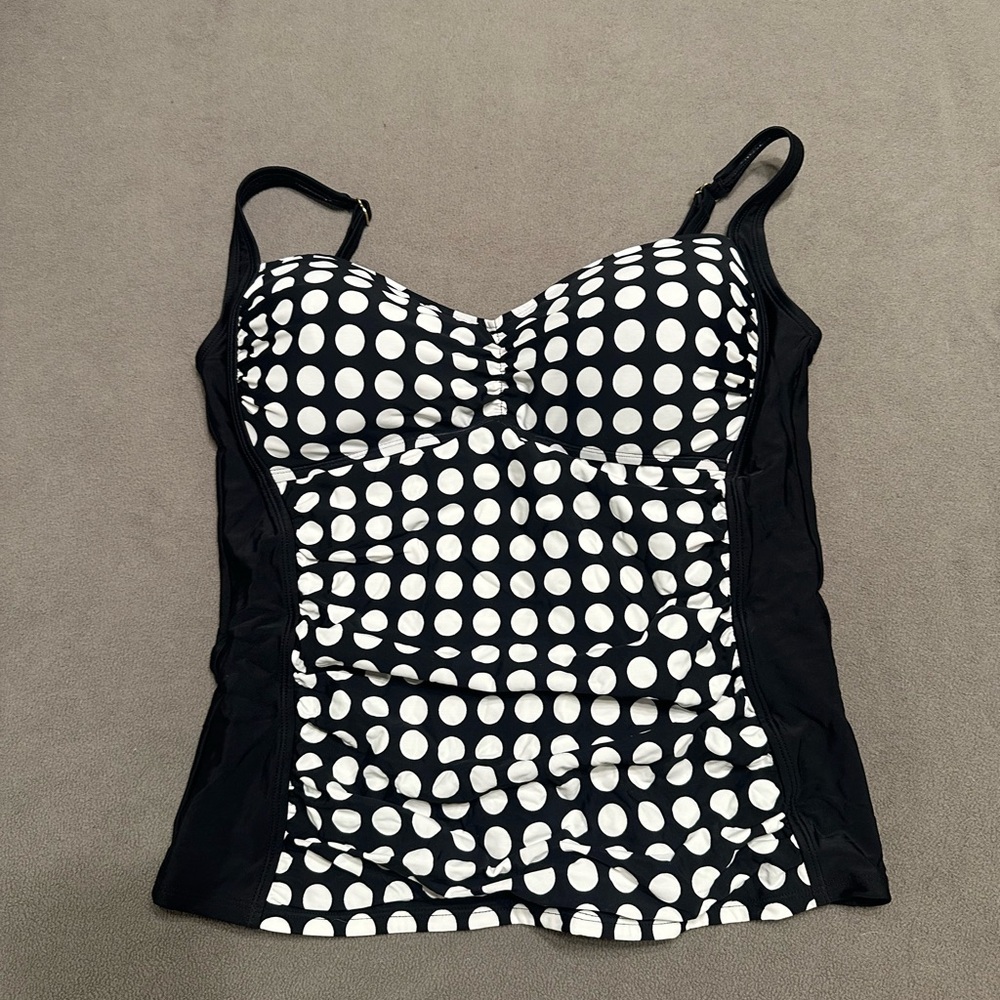 Black and White Polka Dot Fitted Bustier Swim Camisole